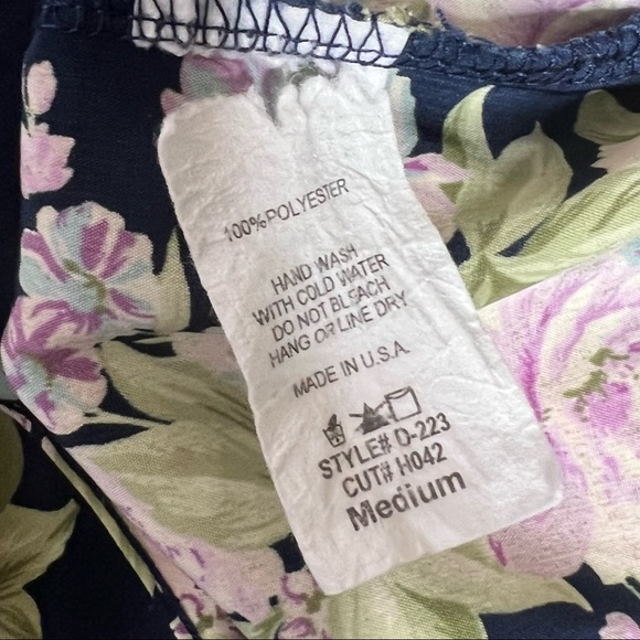 SAGE Navy Blue & Purple Floral Split Sleeve Dress Size Medium - Picture 10 of 10